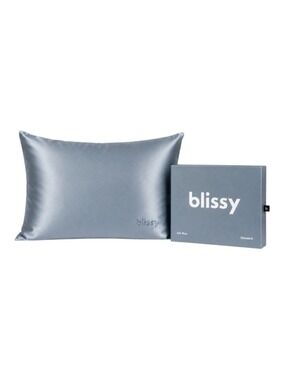 Blissy 100% Mulberry Silk Pillowcase Ash Blue Standard NIB